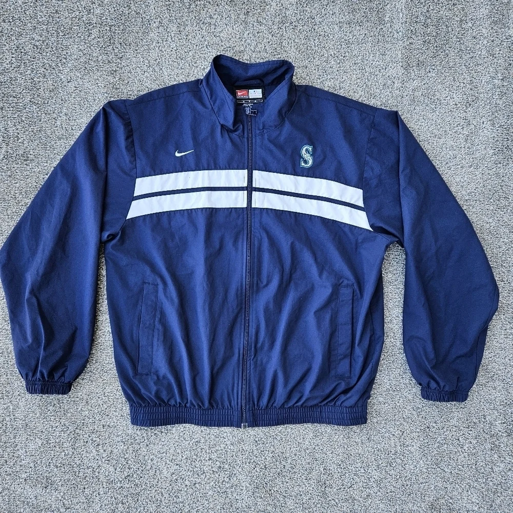 MLB Nike Team Apparel Jacket Seattle Mariners Embroidered Nylon Zip Up Vintage M